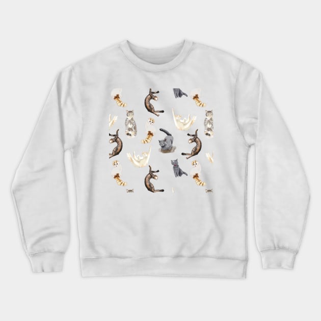 Watercolour Cat Shapes Seamless Pattern Crewneck Sweatshirt by georgiagoddard